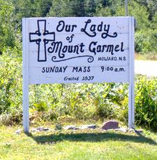 Sign outside Our Lady of Mount Carmel, Howard Road, Blackville, NB.